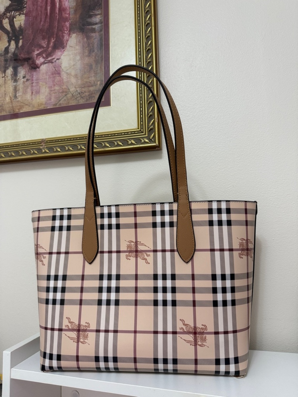 Classic Plaid Tote Bag in Beige